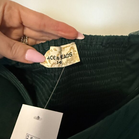 Lace & Beads Lauren Strapless Green Tulle Mini Dress - NWT - Size US 14 - Picture 2 of 6